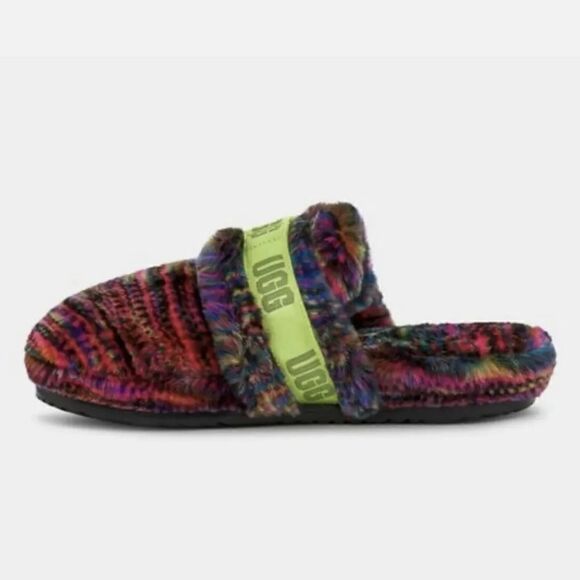 NWOT UGG Fluff It Pixelate Faux Fur Slides Men’s Sz 10 - Picture 1 of 9